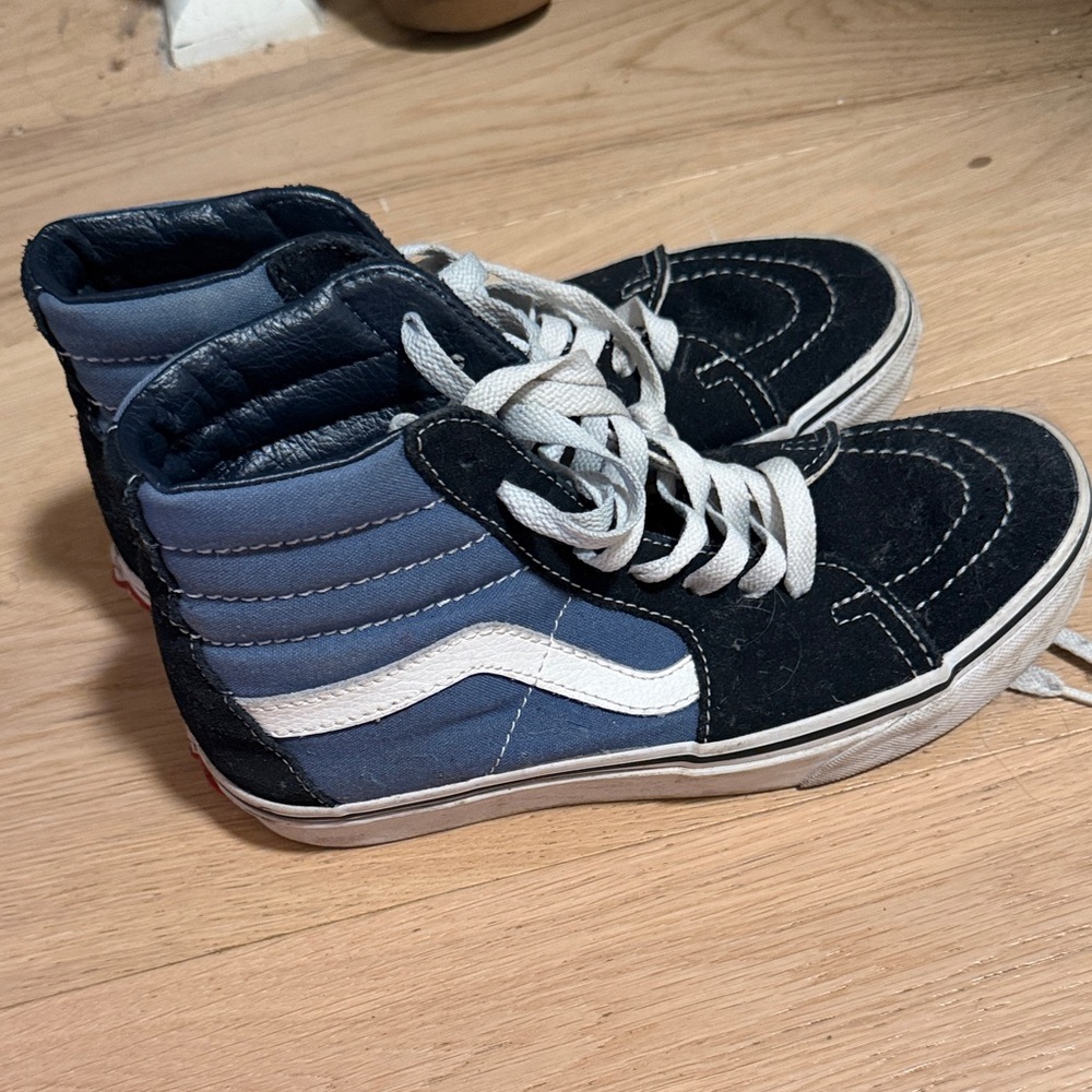 Vans High-Top Sneakers in Navy, Black & White